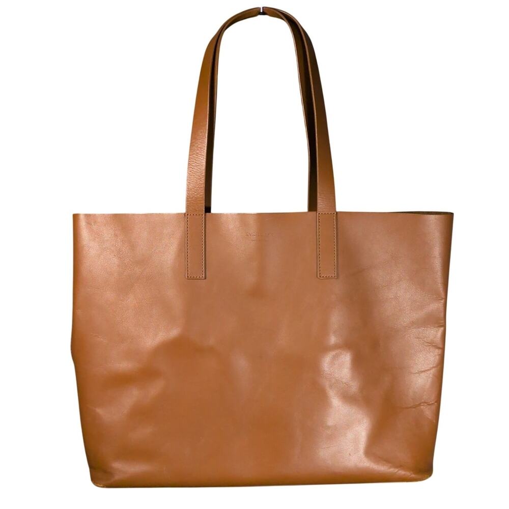 Everlane Italian Leather Tote Cognac Brown Tan Large Shopper Market Bag